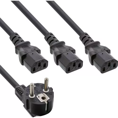 Y-Netzkabel Schutzkontakt auf 3x C13 – 2 m + 1/2/3 m